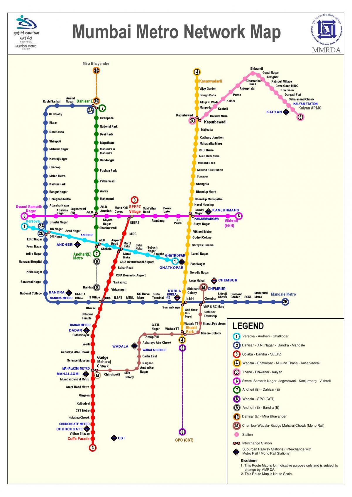 میٹرو راستے کا نقشہ ممبئی