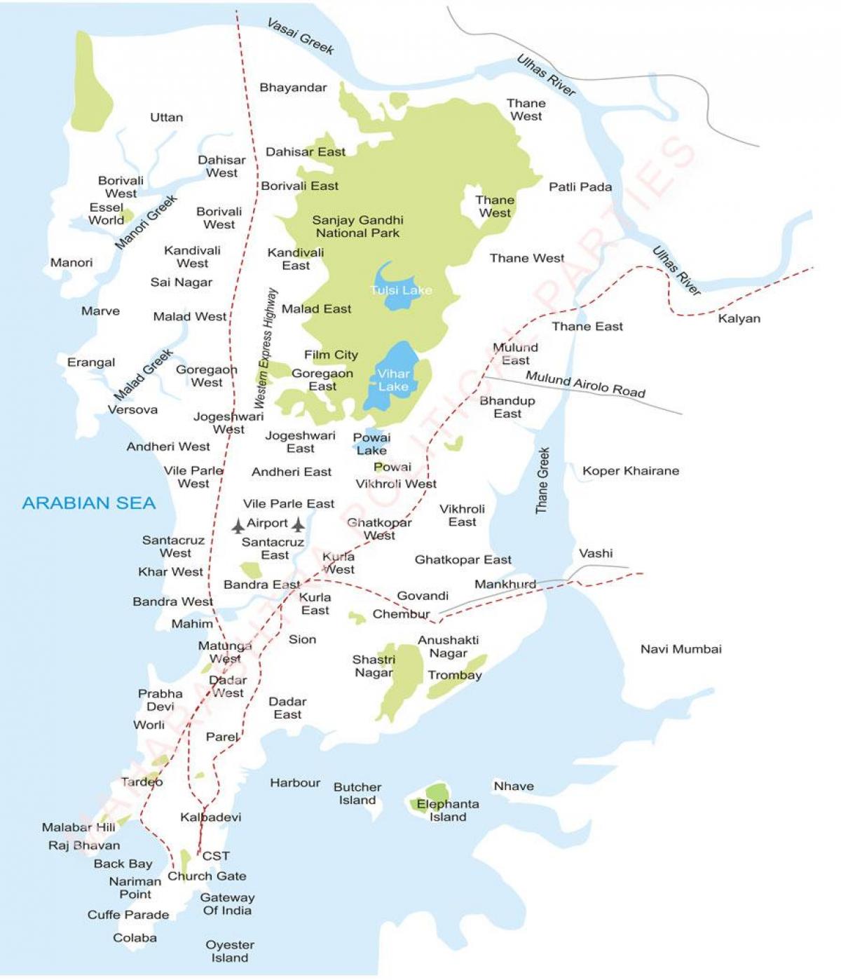 ممبئی کے مضافات نقشہ